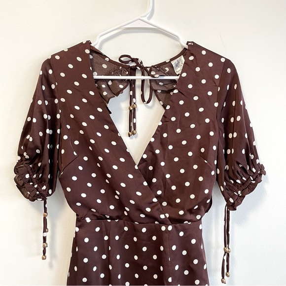 NWT 2 Angela Biba Princess Polly Brown Polka Dot Dress - Picture 4 of 7